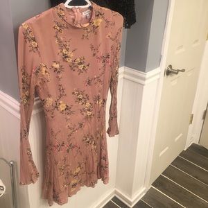 Nude floral print dress